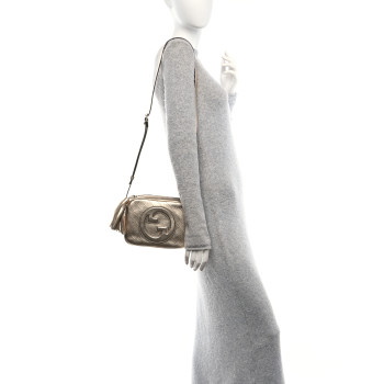 GUCCI Metallic Sakai Be Green Calfskin Diagonal Stitched Small Blondie Shoulder Bag Golden Beige