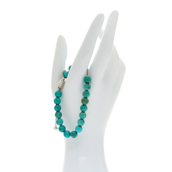 DAVID YURMAN Sterling Silver Turquoise 8mm Spiritual Beads Adjustable Bracelet