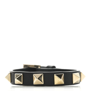 VALENTINO GARAVANI Vitello Rockstud Bracelet Black
