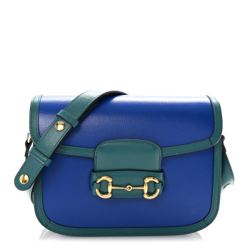 GUCCI Azalea Calfskin Horsebit 1955 Shoulder Bag Blue Green