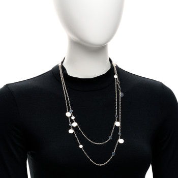 HERMES Sterling Silver 18K Rose Gold Confettis Long Necklace