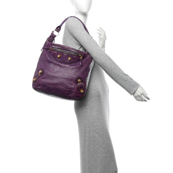 BALENCIAGA Agneau Giant 21 Gold Hardware Day Hobo Raisin