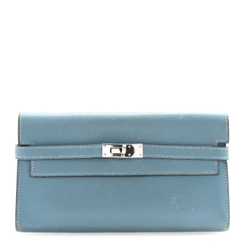 HERMES Epsom Kelly Longue Wallet Blue Jean