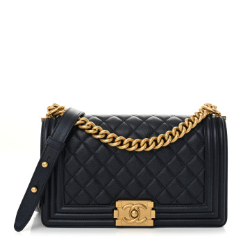 CHANEL Caviar Quilted Medium Boy Flap Navy