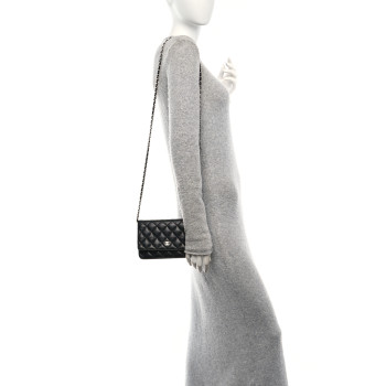 CHANEL Caviar Quilted Wallet on Chain WOC Black