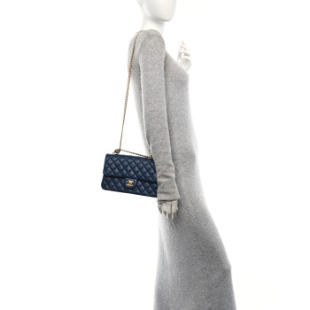 CHANEL Lambskin Quilted Small Sweet Camellia Flap Navy