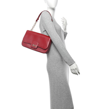 SALVATORE FERRAGAMO Hammered Calfskin Gancini Bree Flap Rosso