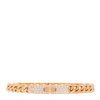 HERMES 18K Rose Gold Diamond PM Kelly Gourmette Bracelet SH