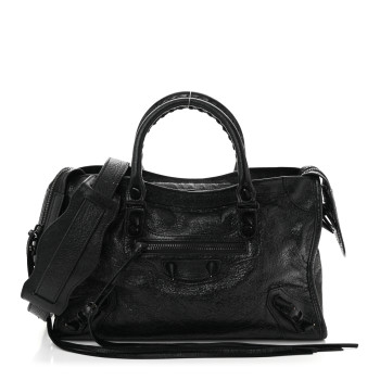 BALENCIAGA Agneau Spikes Black Hardware S City Black