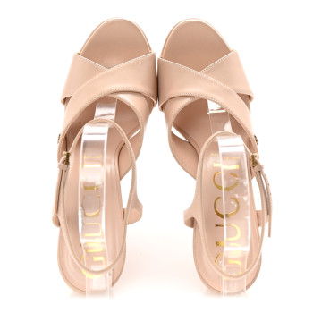 GUCCI Malaga Kid Double G 150mm Platform Sandals 39.5 Skin Rose