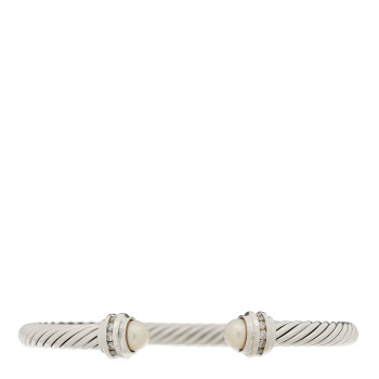 DAVID YURMAN Sterling Silver Diamond Pearl 5mm Cable Classics Princess Bracelet