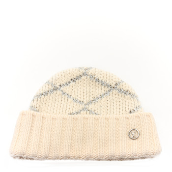 LOUIS VUITTON Wool Cashmere Shiny Malletage Hat Beige