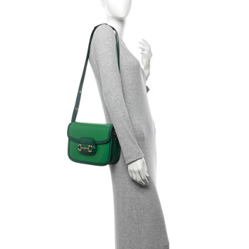 GUCCI Azalea Calfskin Horsebit 1955 Shoulder Bag New Shamarock Emerald