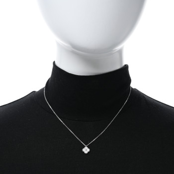VAN CLEEF & ARPELS 18K White Gold Diamond Sweet Alhambra Pendant Necklace