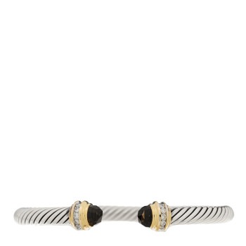 DAVID YURMAN Sterling Silver Diamond Smoky Quartz 5mm Cable Classics Bracelet