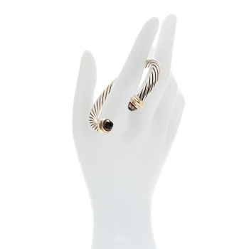 DAVID YURMAN Sterling Silver 14K Yellow Gold Smoky Quartz 7mm Cable Classics Bracelet