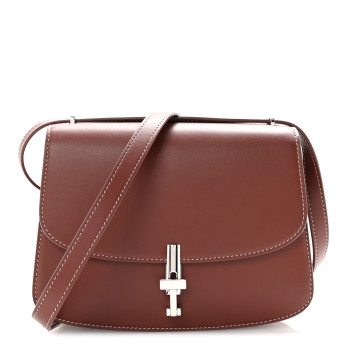 THE ROW Polished Saddle Calfskin The Sofia 8.75 Crossbody Cherry Wood