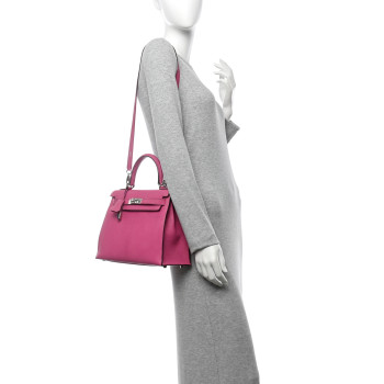 HERMES Chevre De Coromandel Kelly Sellier 28 Fuchsia