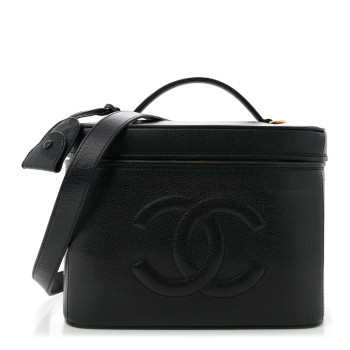 CHANEL Caviar CC Vanity Train Case Black