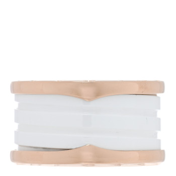 BULGARI 18K Rose Gold White Ceramic B.Zero1 Four-Band Ring 56 7.5