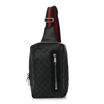 GUCCI GG Supreme Monogram Web Belt Bag Black Grey