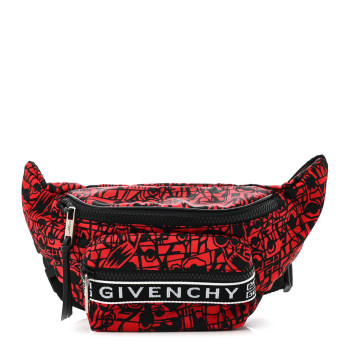 GIVENCHY Nylon Printed Light 3 Bum Bag Black Red