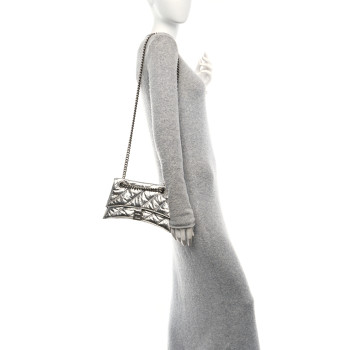 BALENCIAGA Crushed Calfskin Quilted Small Crush Chain Bag Silver