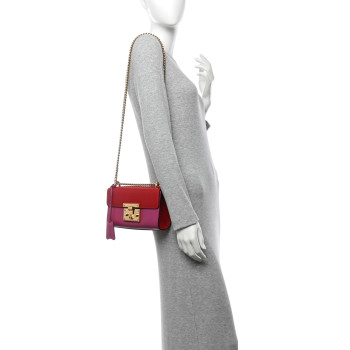GUCCI Calfskin Small Padlock Shoulder Bag New Rosette Hibiscus Red