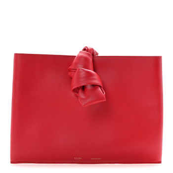 CELINE Lambskin Knotted Clutch Bright Red Powder