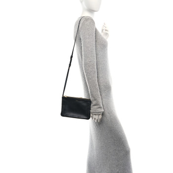 CELINE Lambskin Small Trio Crossbody Bag Black