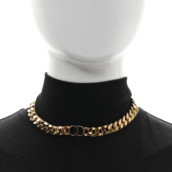 CHRISTIAN DIOR Metal Danseuse Etoile Chain Choker Necklace Gold