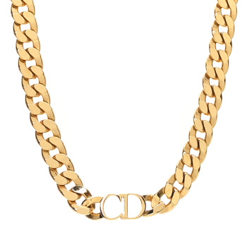 CHRISTIAN DIOR Metal Danseuse Etoile Chain Choker Necklace Gold