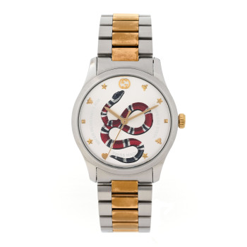 GUCCI Stainless Steel 38mm G-Timeless Two Tone Snake Quartz Watch