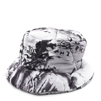 PRADA Re-Nylon Printed Logo Padded Mens Bucket Hat XL Grey