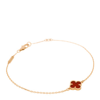 VAN CLEEF & ARPELS 18K Rose Gold Carnelian Sweet Alhambra Bracelet