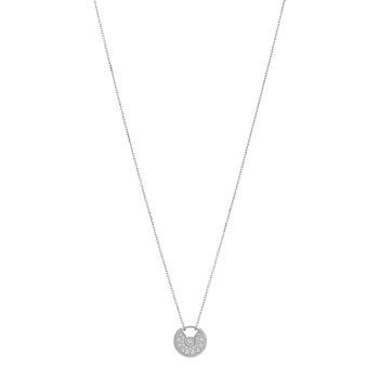 CARTIER 18K White Gold Diamond XS Amulette de Cartier Pendant Necklace