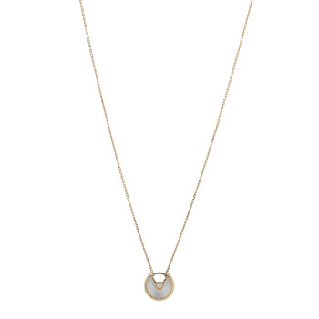 CARTIER 18K Yellow Gold Diamond Mother of Pearl XS Amulette de Cartier Pendant Necklace