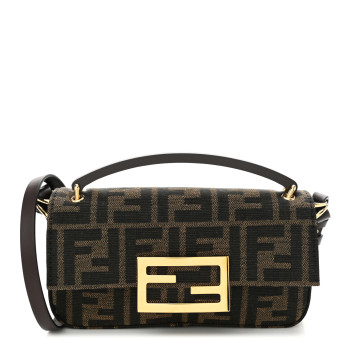 FENDI Fabric Jacquard FF 1974 Phone Baguette Tobacco Moro