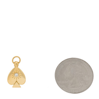 FOUNDRAE 18K Yellow Gold Diamond Spade Mini Crest Pendant