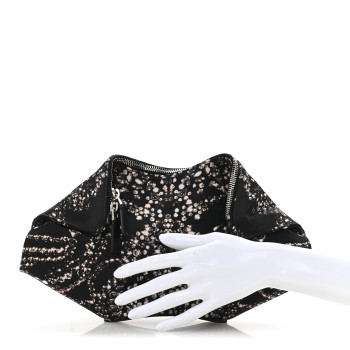ALEXANDER MCQUEEN Silk Dandelion Print De Manta Clutch Black