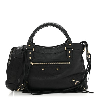 BALENCIAGA Agneau Classic Gold Hardware Town Black