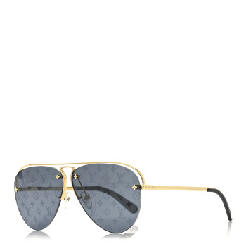 LOUIS VUITTON Metal Monogram Grease Sunglasses Z1172W Gold
