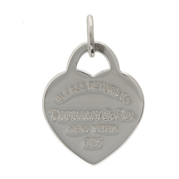 TIFFANY Sterling Silver Enamel Small Return to Tiffany Heart Tag Charm Blue