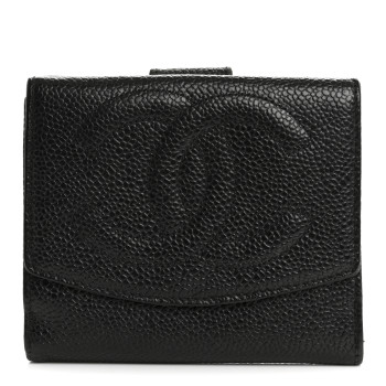 CHANEL Caviar Timeless CC Flap Wallet Black