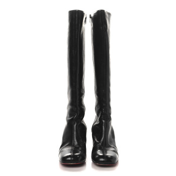 CHRISTIAN LOUBOUTIN Vintage Patent Calfskin Cadrilla Botta 70 Tall Boots 39.5 Black