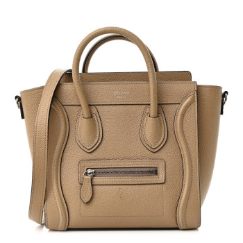 CELINE Drummed Calfskin Nano Luggage Dune