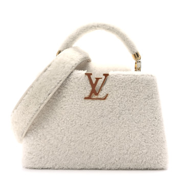 LOUIS VUITTON Shearling Calfskin Capucines BB White