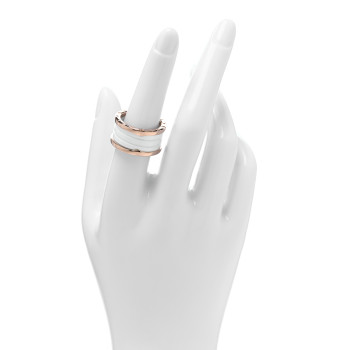 BULGARI 18K Rose Gold White Ceramic B.Zero1 Four-Band Ring 56 7.5