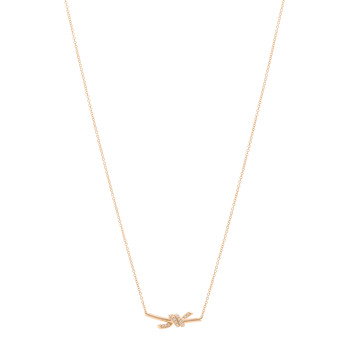 TIFFANY 18K Rose Gold Diamond Small Knot Necklace