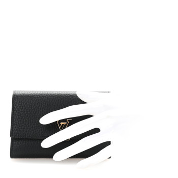 LOUIS VUITTON Taurillon Capucines Compact Wallet Black